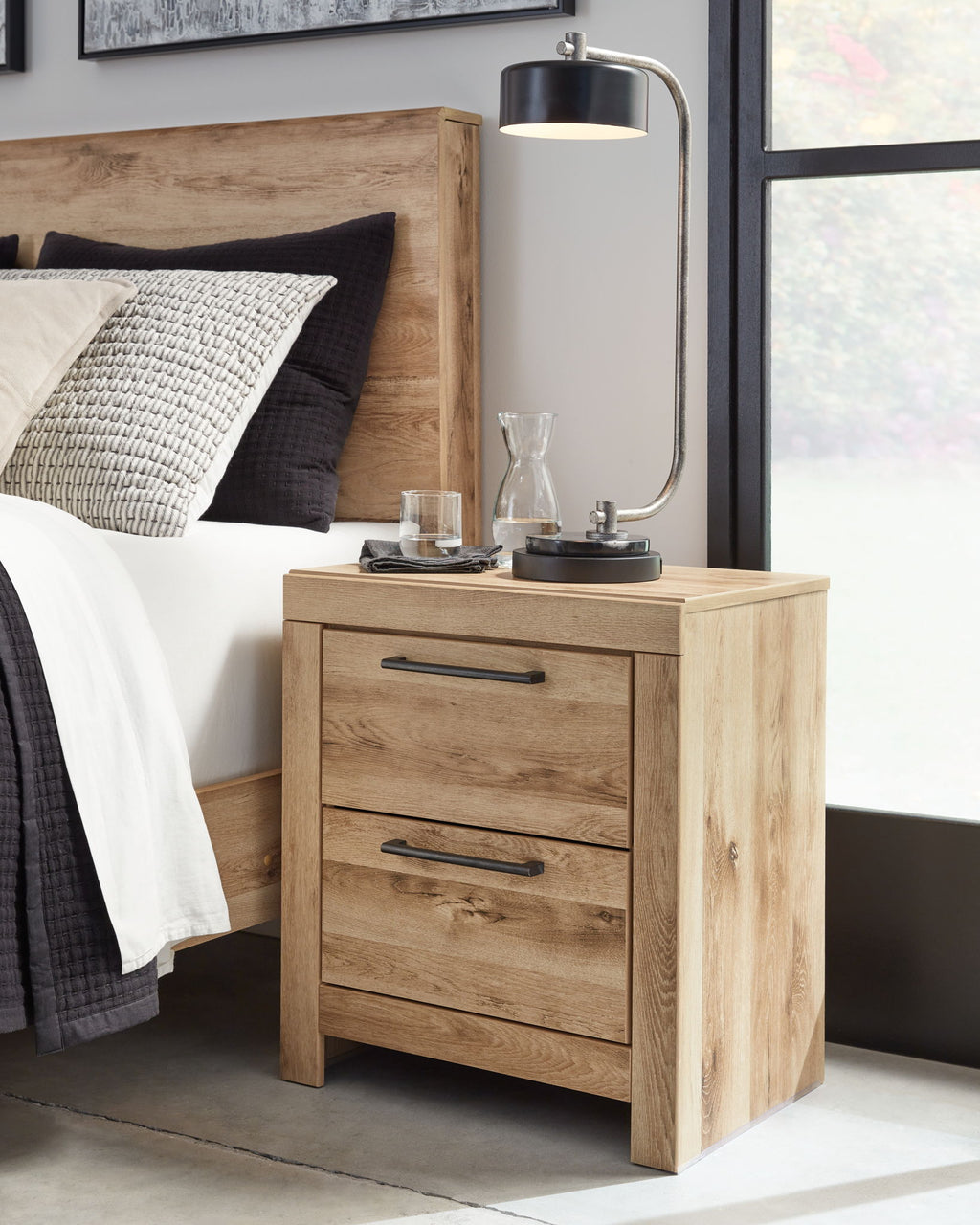 Hyanna - Two Drawer Night Stand - Tan Brown