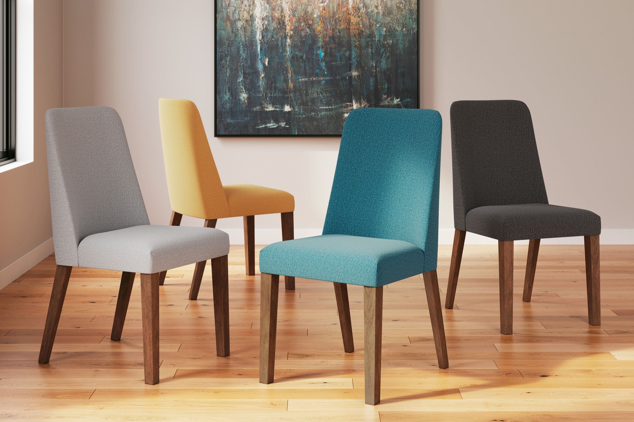 Lyncott - Dining Uph Side Chair (Set of 2) - Blue / Brown