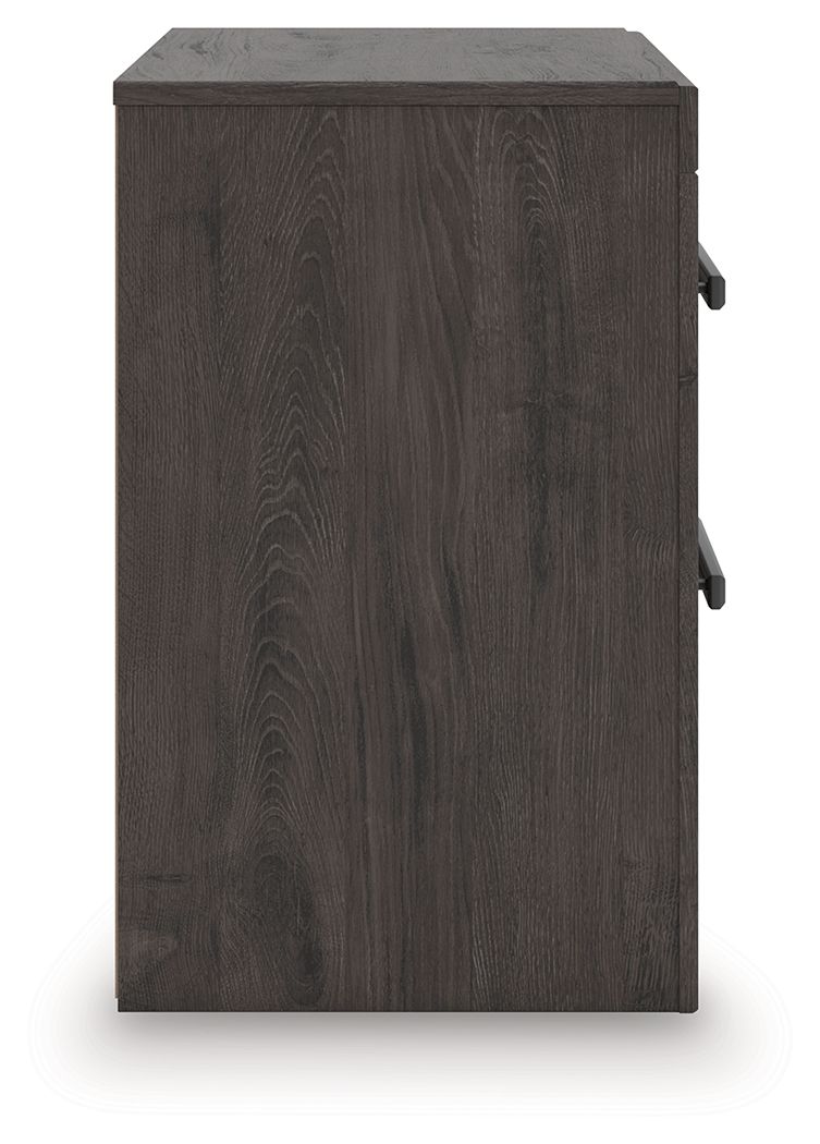 Prendonea - Two Drawer Night Stand - Charcoal