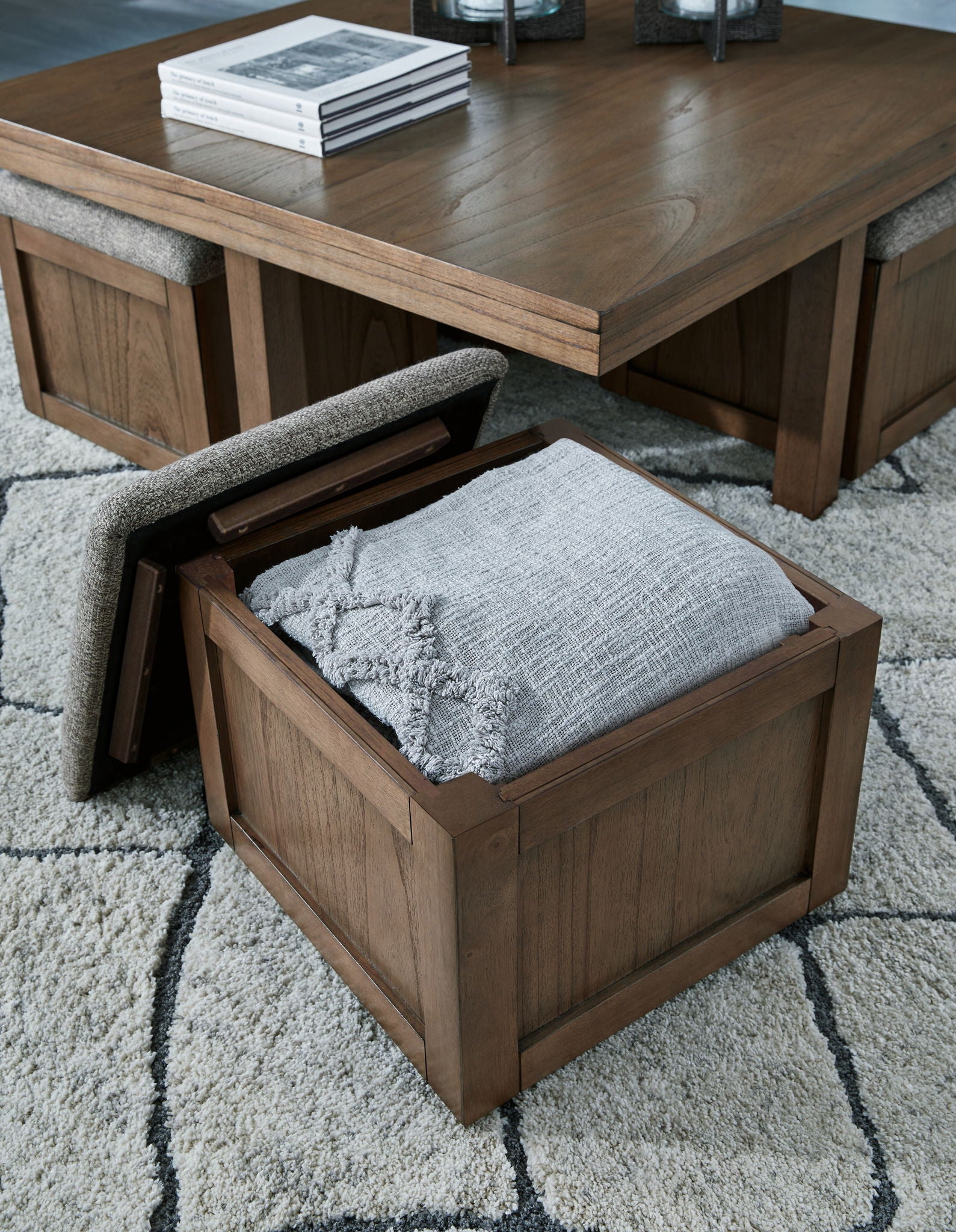Boardernest - Cocktail Table With 4 Stools (Set of 5) - Brown