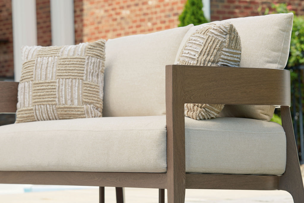 Serene Bay - Loveseat With Cushion - Dark Brown / White