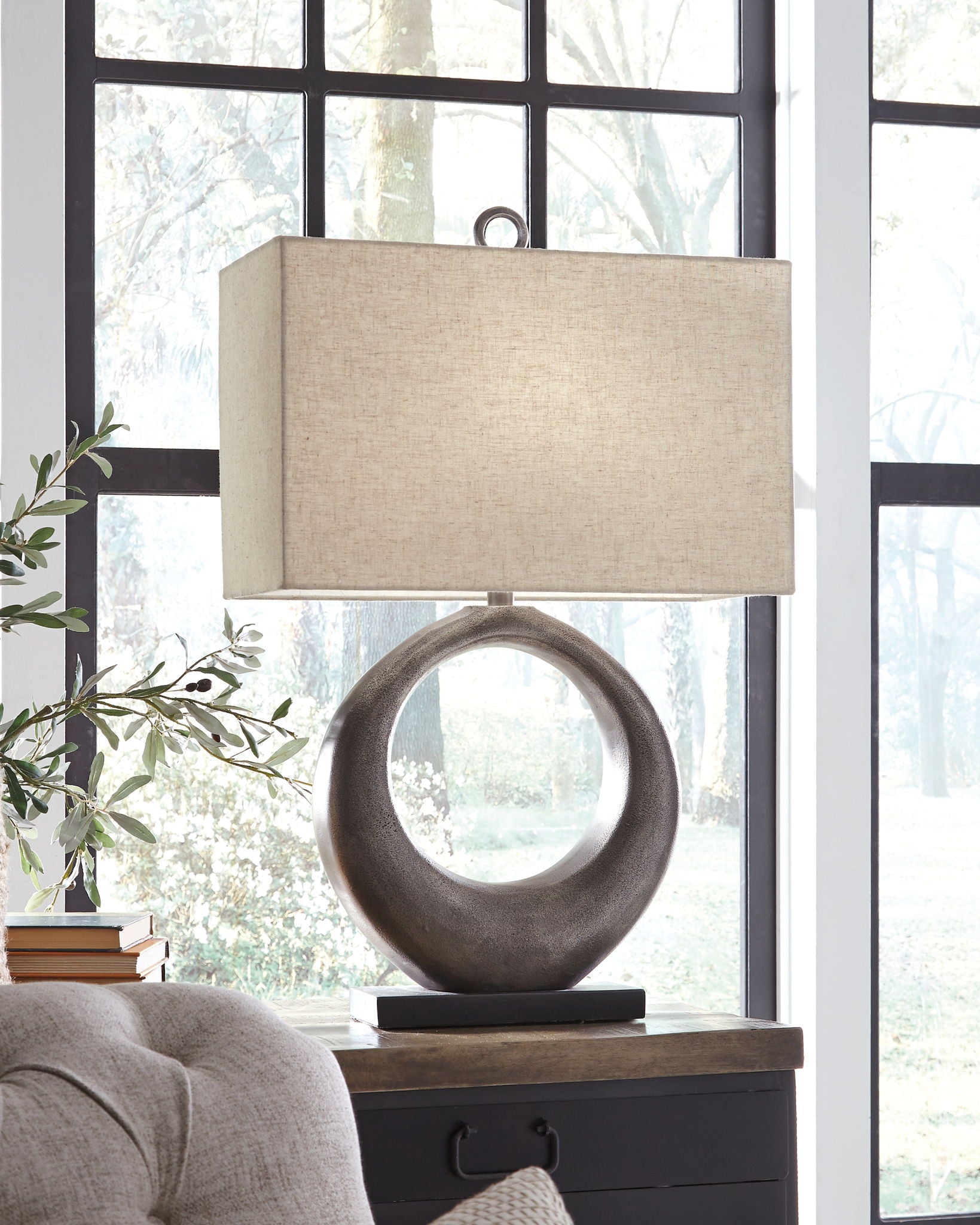 Saria - Metal Table Lamp  - Antique Silver Finish