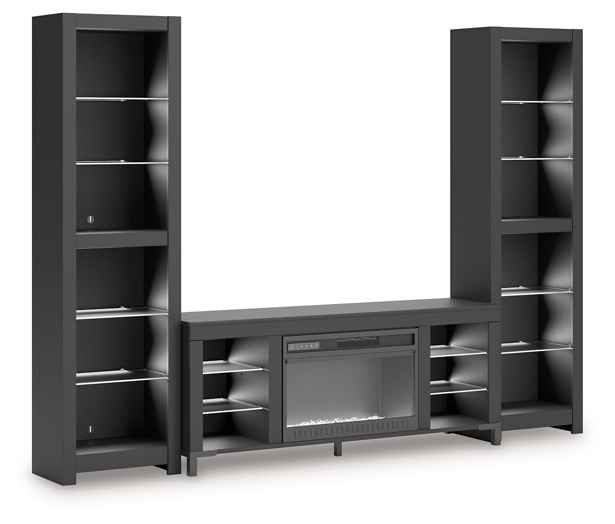 Cayberry - 3-Piece Entertainment Center With Electric Fireplace - Black