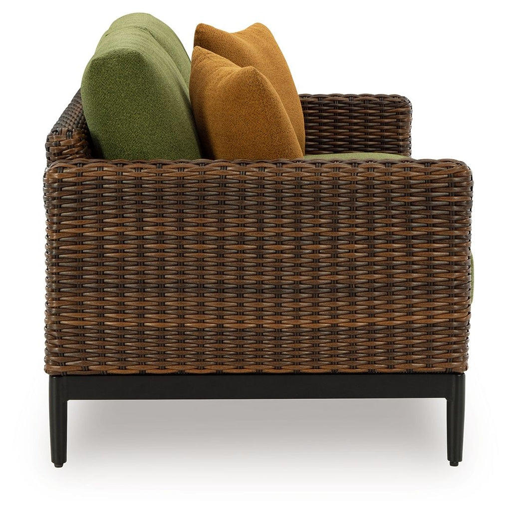 Horizon Hall - Loveseat With Cushion - Brown / Green