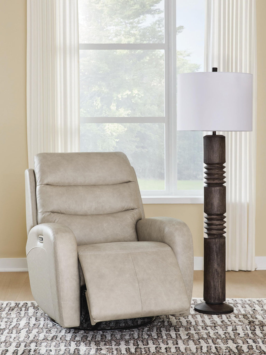 Motion-Max - Swivel Glider Power Recliner - Stonewash