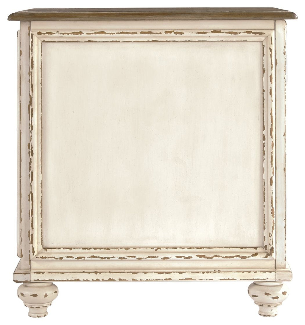 Realyn - Chair Side End Table - Insert Mirror - White / Brown