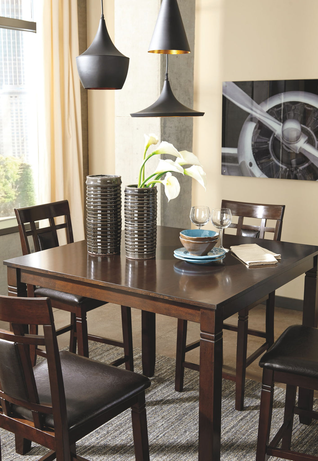 Bennox - DRM Counter Table Set (Set of 5) - Brown