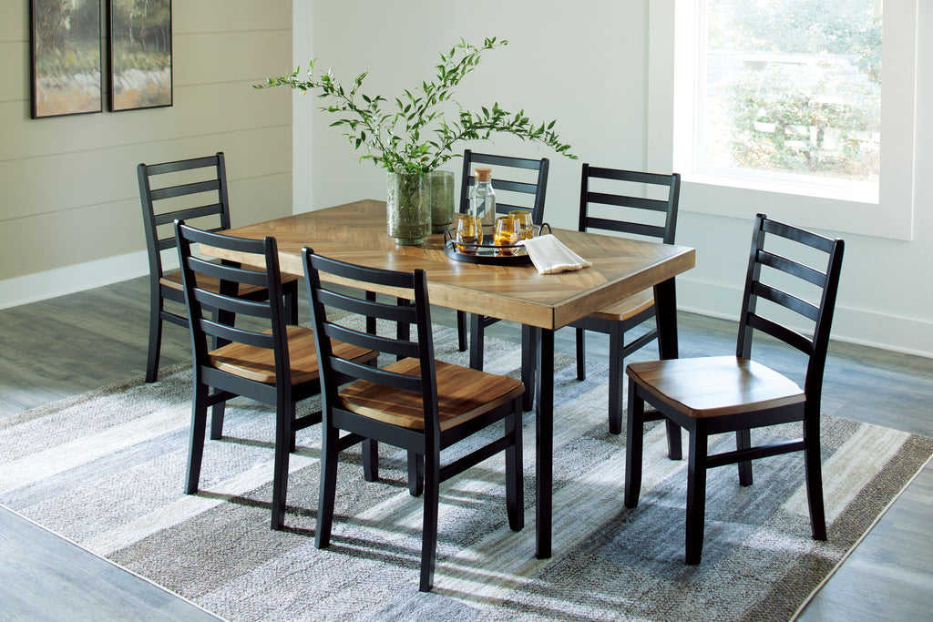 Blondon - Rectangular Drm Table Set (Set of 7) - Brown / Black