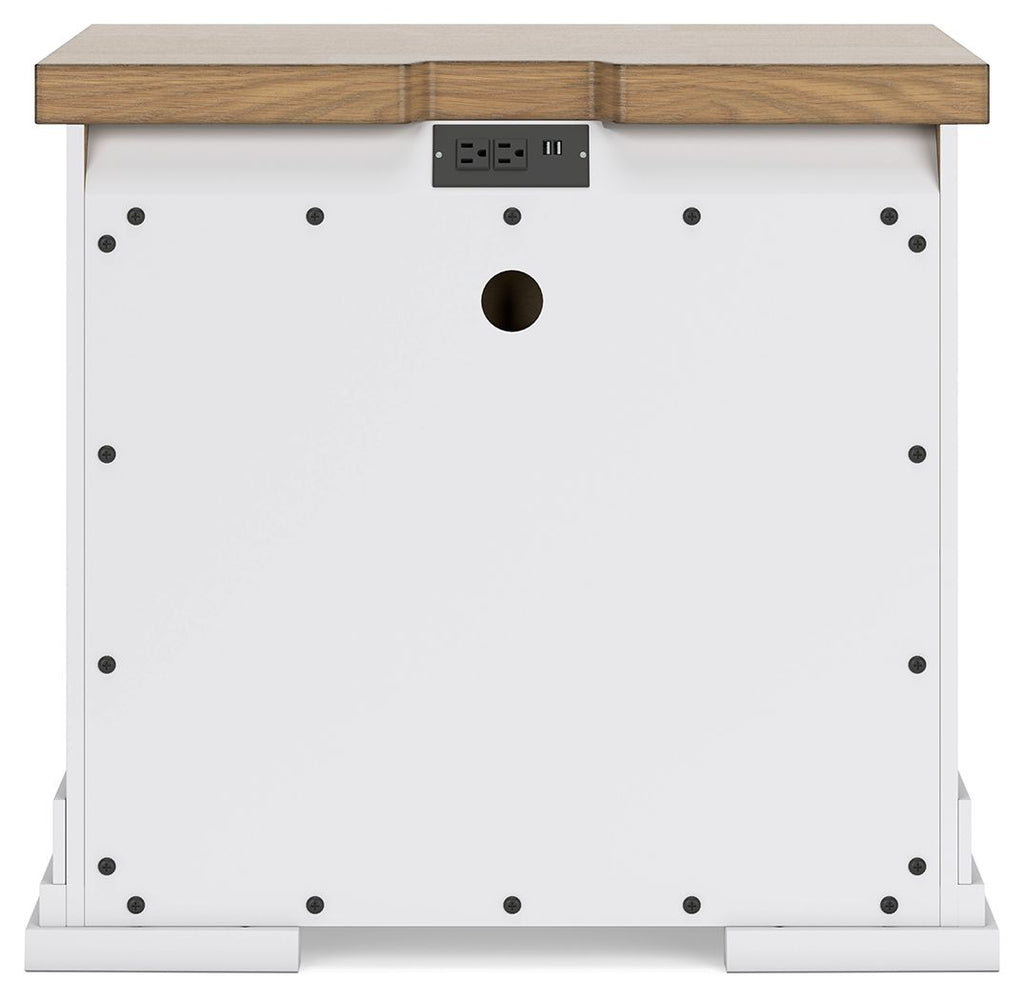 Ashbryn - Three Drawer Night Stand - White / Natural