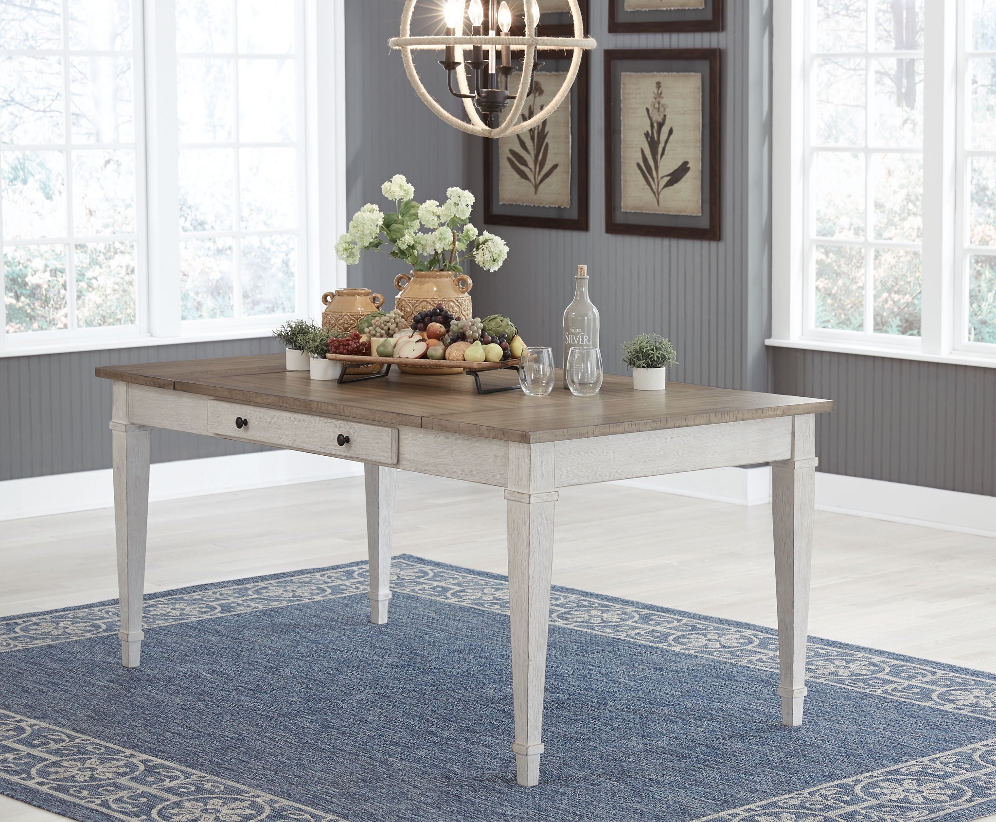 Skempton - RECT DRM Table w/Storage - White