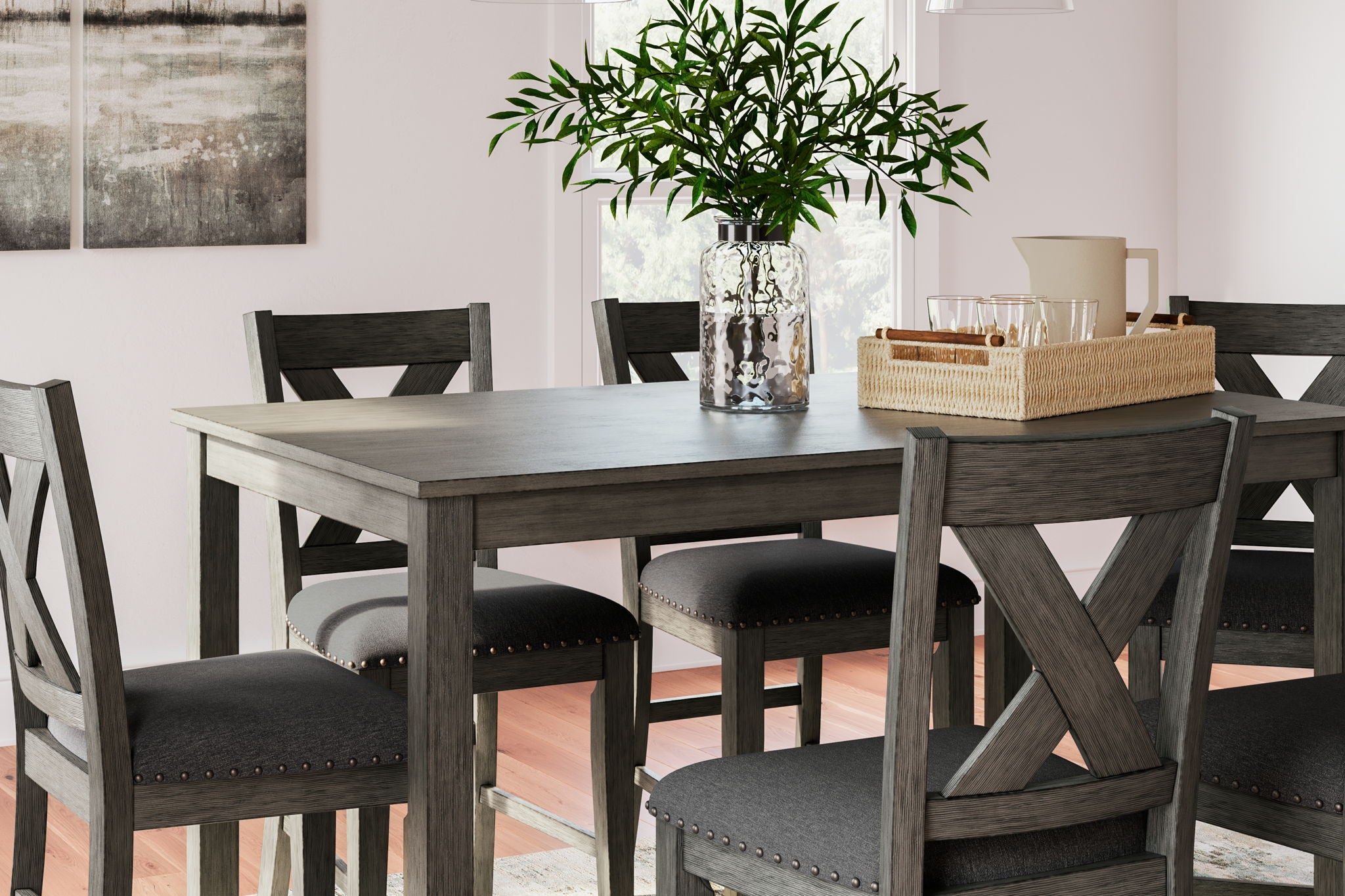 Caitbrook - Rect Drm Counter Table Set (Set of 7) - Gray