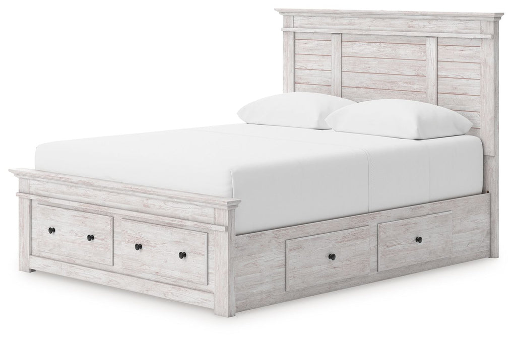 Makidern - Panel Storage Bed With 2 Under Bed Storage Units