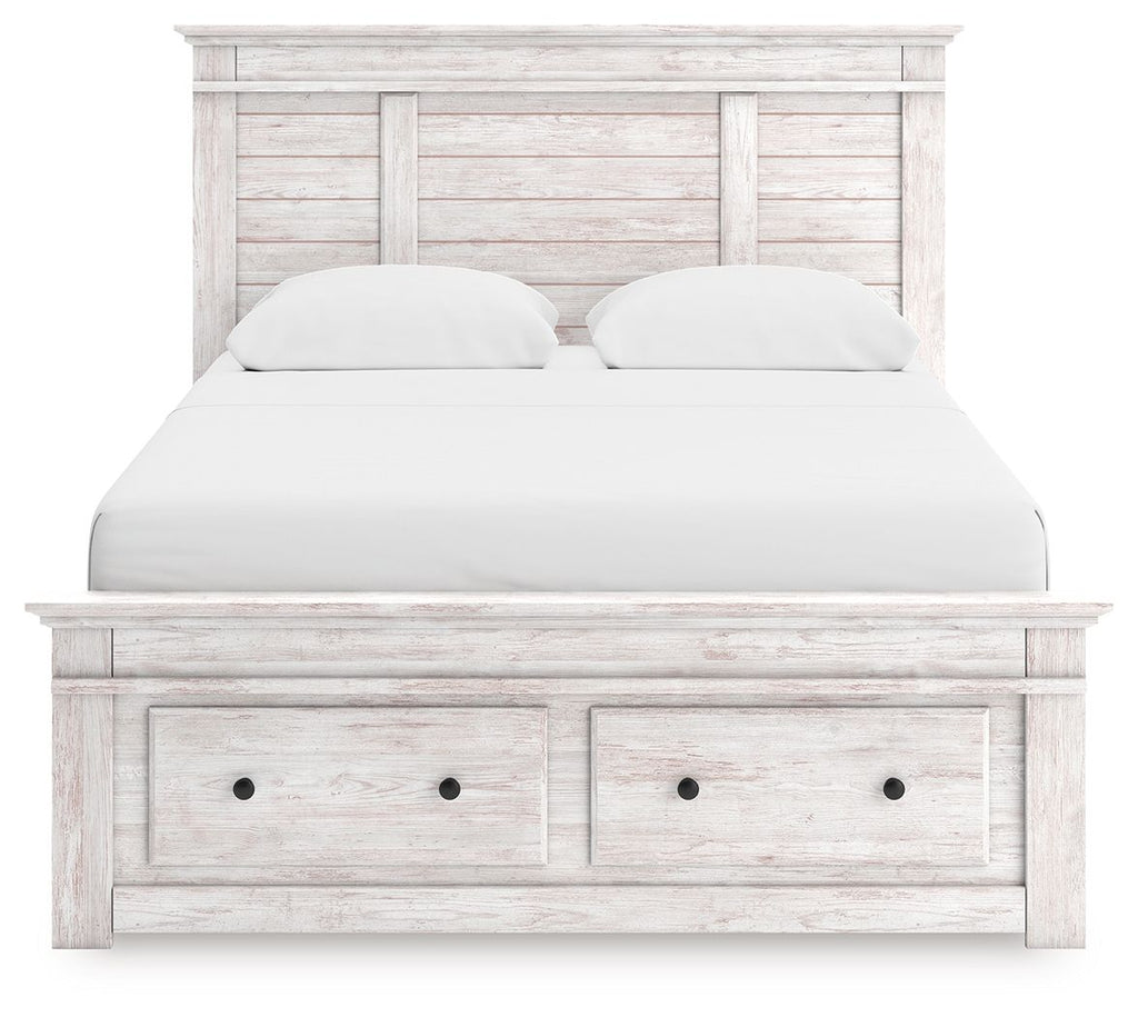 Makidern - Panel Storage Bed With 2 Under Bed Storage Units