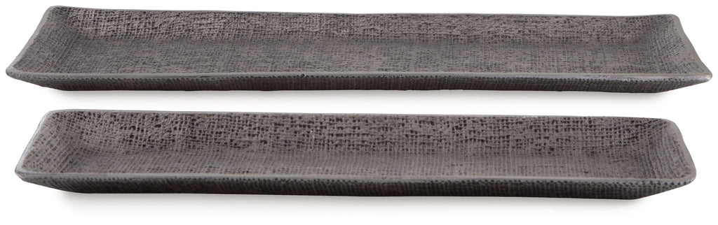 Garekton - Tray Set (Set of 2) - Pewter Finish