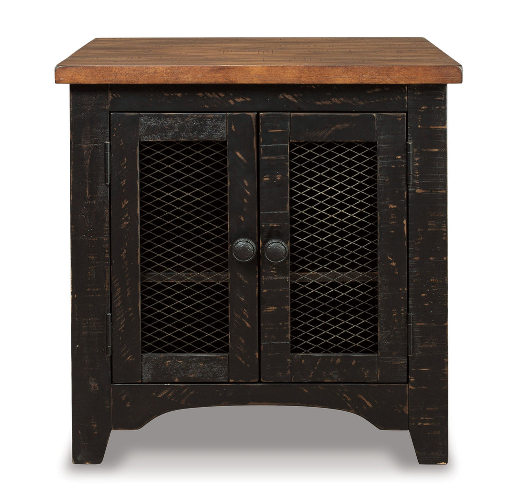 Valebeck - Rectangular End Table - Black / Brown