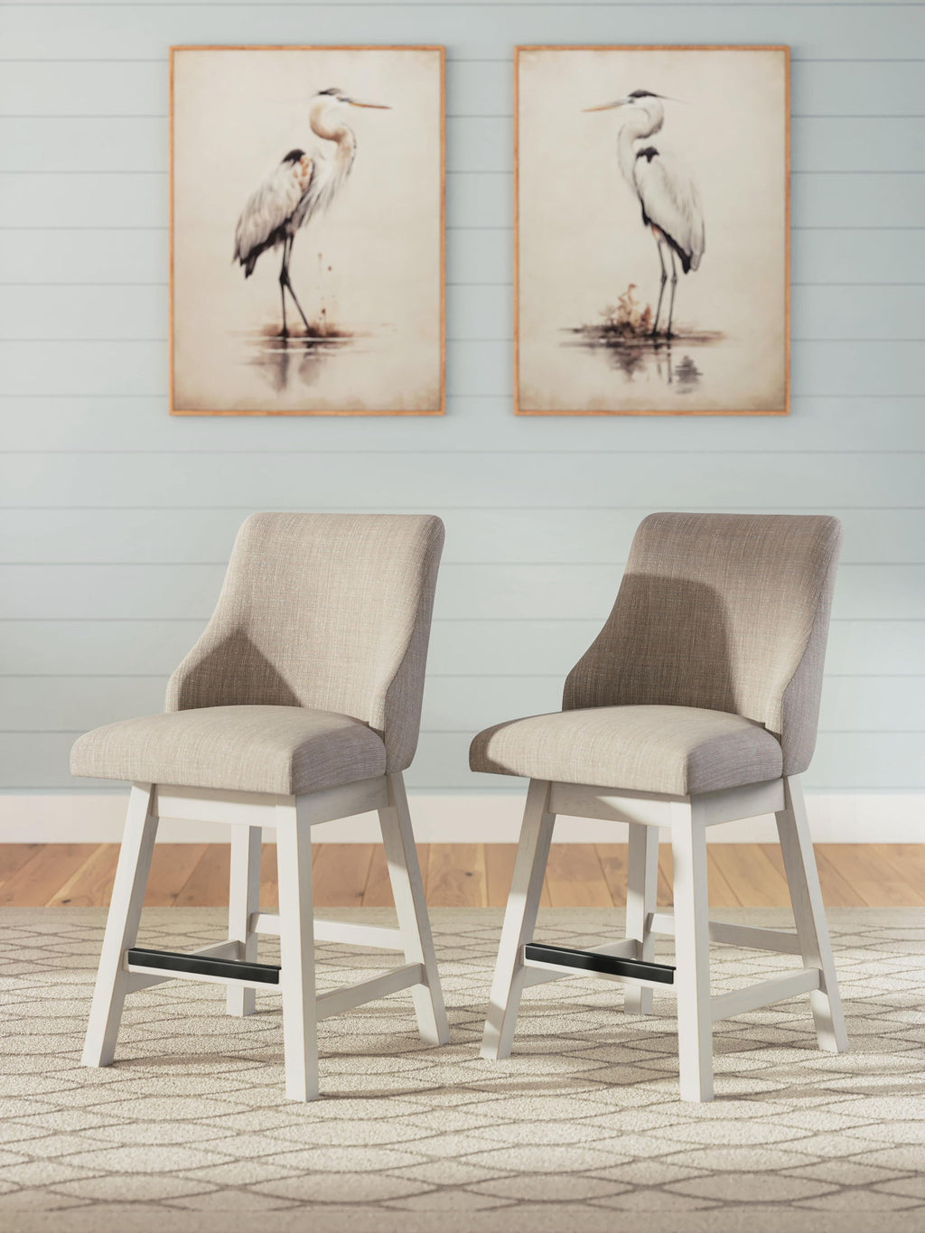 Robbinsdale - Upholstered Swivel Curved Back Barstool (Set of 2) - Antique White