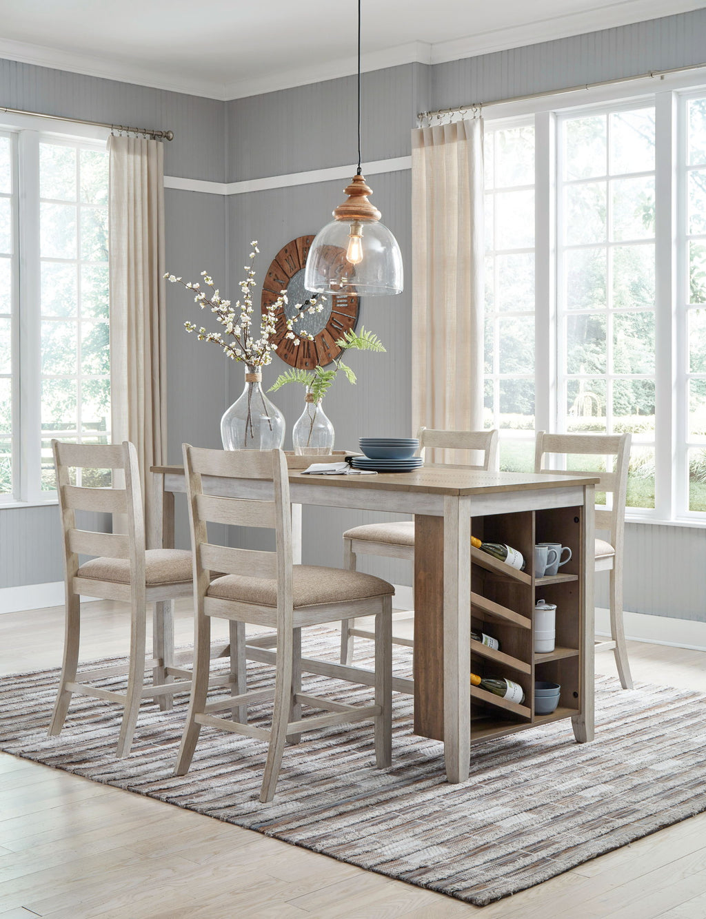 Skempton - Rectangular Counter Table With Storage - White