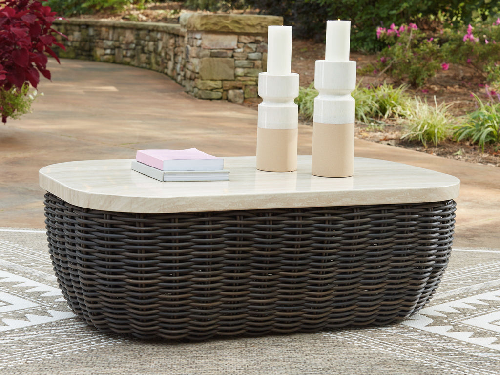 Kimora - Rectangular Cocktail Table - Beige / Dark Brown