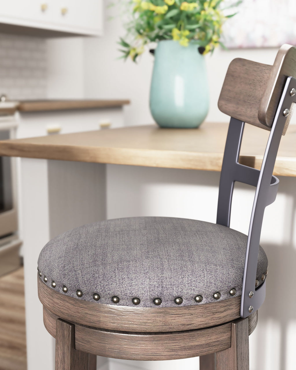 Caitbrook - UPH Swivel Barstool  - Gray
