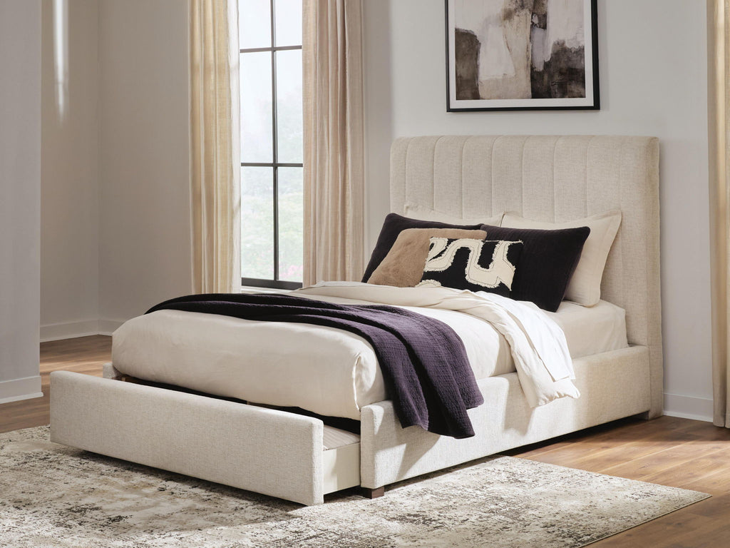 Shoralli - Queen Upholstered Storage Bed - Beige