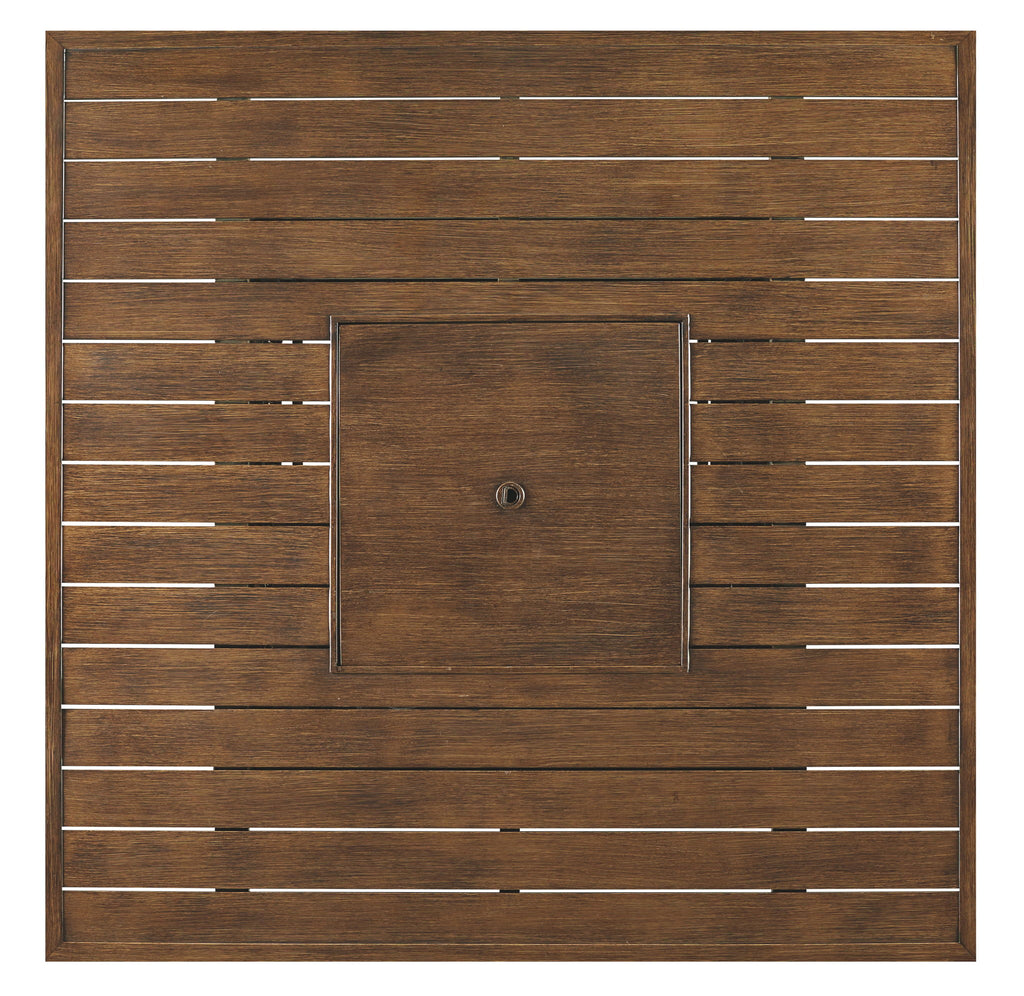 Paradise Trail - Square Bar Table w/Fire Pit - Medium Brown