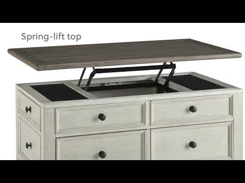 Bolanburg - Lift Top Cocktail Table - White / Brown / Beige