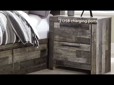 Derekson - Two Drawer Night Stand - Multi Gray