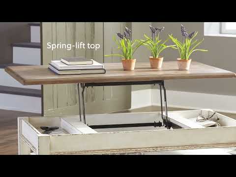 Realyn - Lift Top Cocktail Table - White / Brown