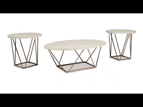 Tarica - Occasional Table Set (Set of 3) - White / Metallic