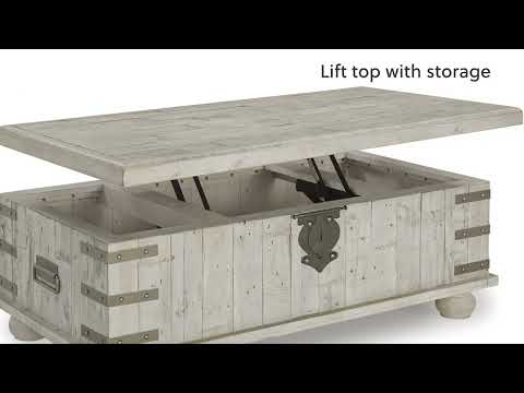 Carynhurst - Lift Top Cocktail Table - White Wash Gray
