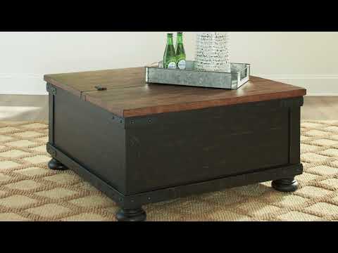Valebeck - Lift Top Cocktail Table - Black / Brown